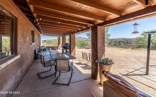 253 Grillo Ct, Rio Rico, AZ 85648 - view of patio / terrace featuring a mountain view and a grill
