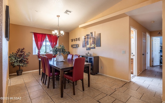 253 Grillo Ct, Rio Rico, AZ 85648 - dining room featuring a chandelier, light tile patterned floors, and baseboards