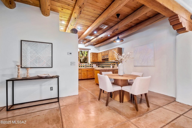 3008 E Placita Santa Lucia, Tucson, AZ 85716 - dining area featuring a wood ceiling with exposed beams and light tile patterned floors