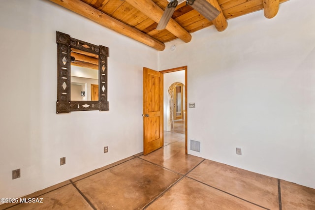 3008 E Placita Santa Lucia, Tucson, AZ 85716 - unfurnished bedroom featuring a wood ceiling with exposed beams, finished concrete floors, and arched walkways