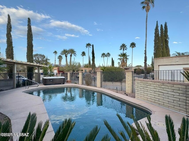 view of pool featuring a fenced backyard and a patio