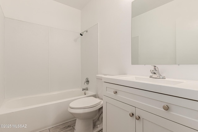 full bathroom with toilet, washtub / shower combination, and vanity