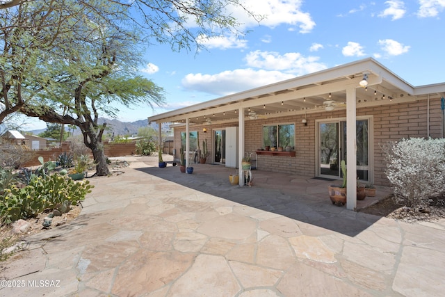 2282 W Rapallo Way, Tucson, AZ 85741 - view of patio / terrace featuring ceiling fan and a mountain view