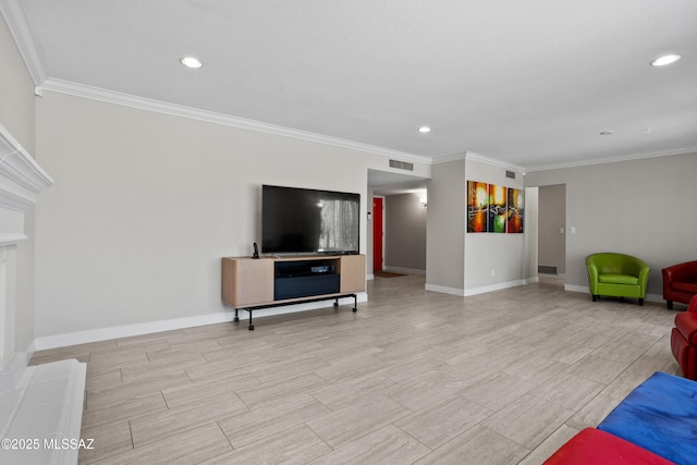 2282 W Rapallo Way, Tucson, AZ 85741 - living room with crown molding, baseboards, recessed lighting, and wood tiled floors