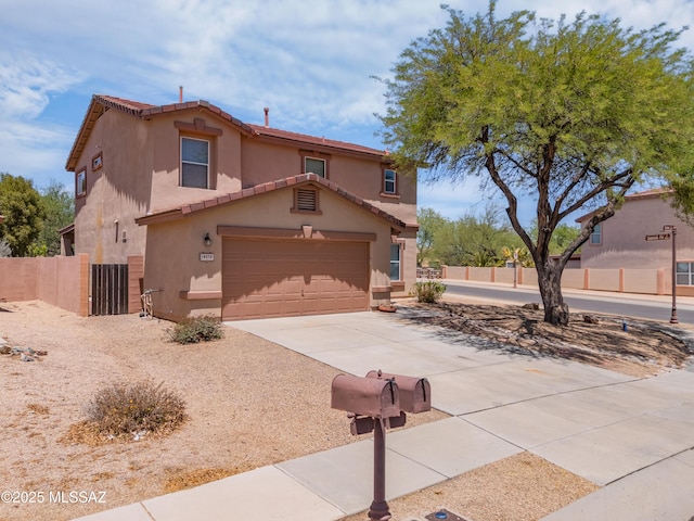 14570 S Sumac Dr, Sahuarita, AZ 85629 - mediterranean / spanish home with stucco siding, driveway, fence, and a tiled roof