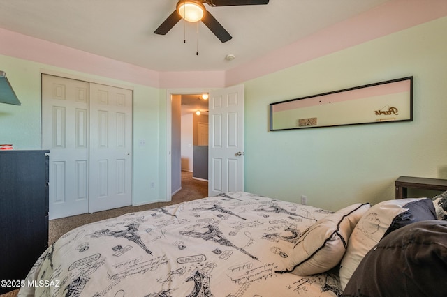 14570 S Sumac Dr, Sahuarita, AZ 85629 - bedroom with carpet, a closet, and a ceiling fan