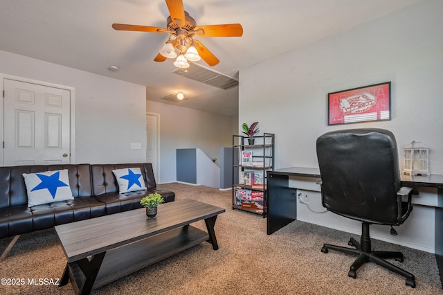 14570 S Sumac Dr, Sahuarita, AZ 85629 - office area featuring carpet floors and a ceiling fan