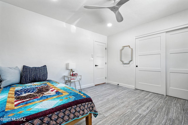 3454 E Calle Del Prado, Tucson, AZ 85716 - bedroom with a ceiling fan, recessed lighting, baseboards, and a closet