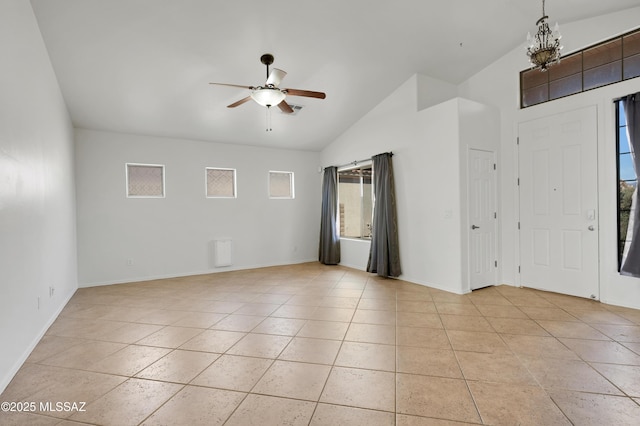 14024 E Fairway Bluff Ct, Vail, AZ 85641 - entryway featuring vaulted ceiling, a ceiling fan, healthy amount of natural light, baseboards, and light tile patterned flooring