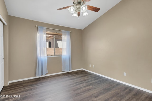 14024 E Fairway Bluff Ct, Vail, AZ 85641 - spare room with ceiling fan, wood finished floors, lofted ceiling, and baseboards