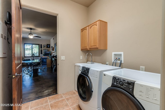124 Circulo Vespucci, Tubac, AZ 85646 - laundry area with washer and dryer, cabinet space, a desk, and ceiling fan