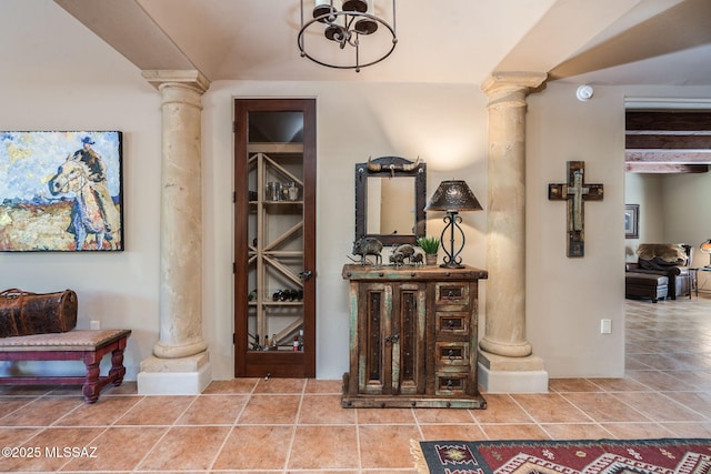 124 Circulo Vespucci, Tubac, AZ 85646 - foyer featuring ornate columns and tile patterned floors