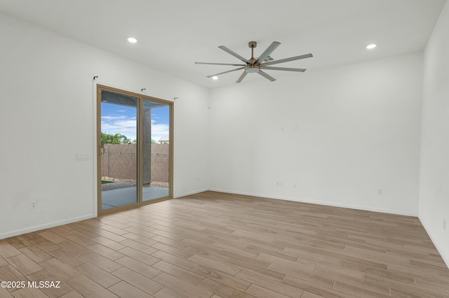 12513 Denton Way, Marana, AZ 85653 - unfurnished room with light wood finished floors, ceiling fan, recessed lighting, and baseboards