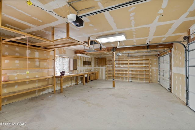 3600 N Hash Knife Cir, Tucson, AZ 85749 - garage with a garage door opener and a workshop area