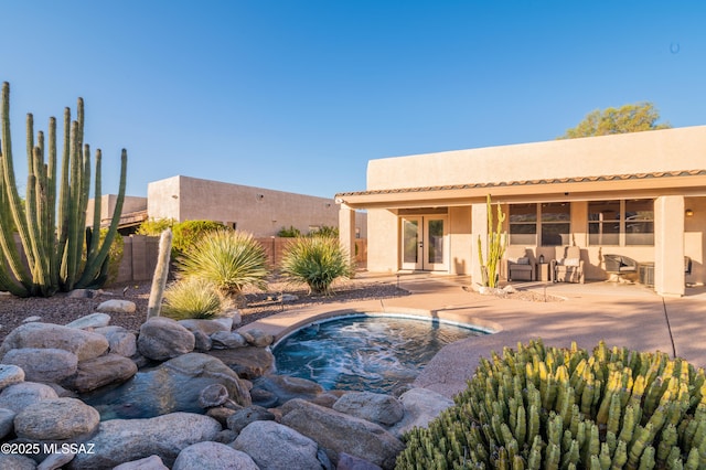 8183 N Sombrero Point Dr, Tucson, AZ 85743 - view of pool with french doors and a patio