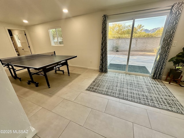 3409 E Linden St, Tucson, AZ 85716 - game room with recessed lighting, light tile patterned floors, and baseboards