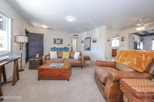 628 Corpino De Pecho, Green Valley, AZ 85614 - living area featuring light carpet and a ceiling fan