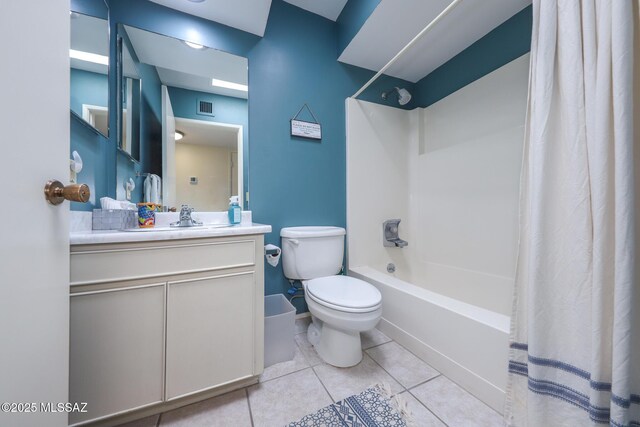 628 Corpino De Pecho, Green Valley, AZ 85614 - full bathroom with toilet, shower / bath combo with shower curtain, vanity, and tile patterned floors
