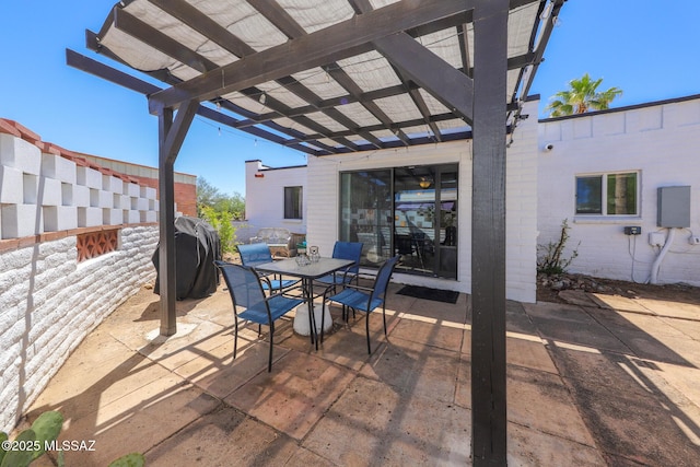 628 Corpino De Pecho, Green Valley, AZ 85614 - view of patio / terrace with a pergola, outdoor dining space, and grilling area