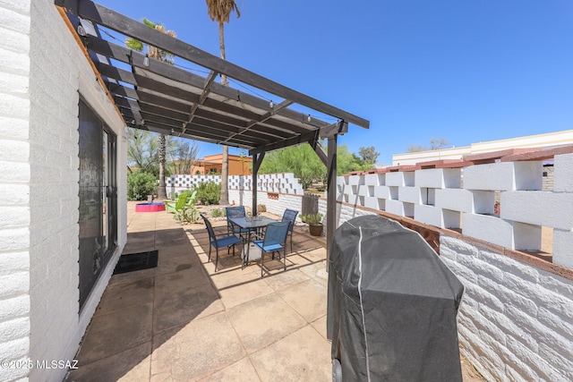 628 Corpino De Pecho, Green Valley, AZ 85614 - view of patio with outdoor dining area, a pergola, and a grill