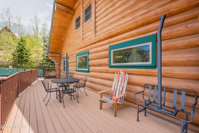 12709 N Casa Grande Ave, Mount Lemmon, AZ 85619 - wooden terrace with outdoor dining space
