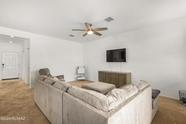 6210 S Open Desert Pl, Tucson, AZ 85706 - living area featuring light carpet and a ceiling fan