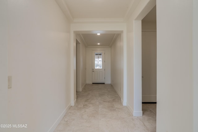 2559 E Wrightson View Dr, Green Valley, AZ 85614 - corridor with crown molding and baseboards