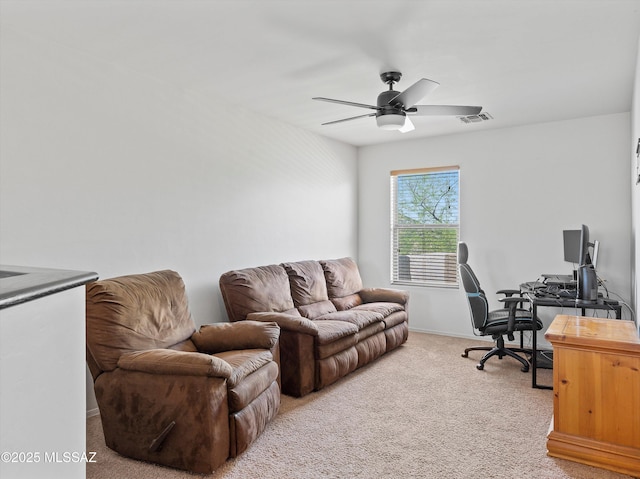 4801 E Canary Grass Dr, Tucson, AZ 85756 - carpeted home office with a ceiling fan and baseboards