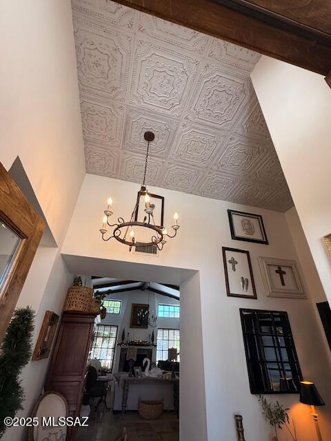 7774 E Cleary Way, Tucson, AZ 85715 - foyer with a chandelier and an ornate ceiling