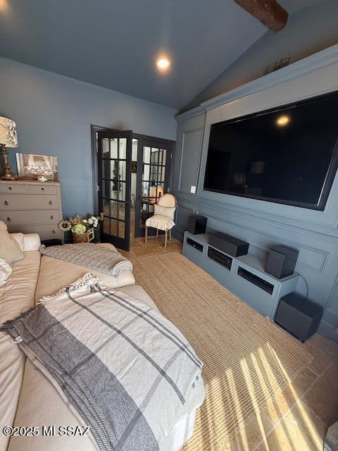 7774 E Cleary Way, Tucson, AZ 85715 - bedroom with vaulted ceiling and french doors