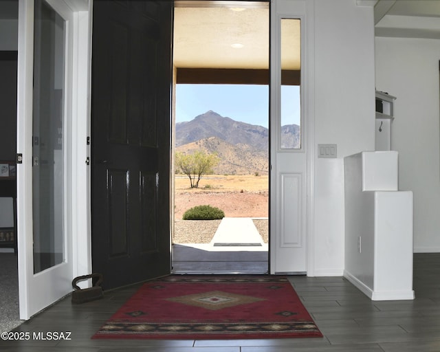 8867 S Welsh Pl, Hereford, AZ 85615 - entrance foyer featuring a mountain view, dark wood-type flooring, and baseboards