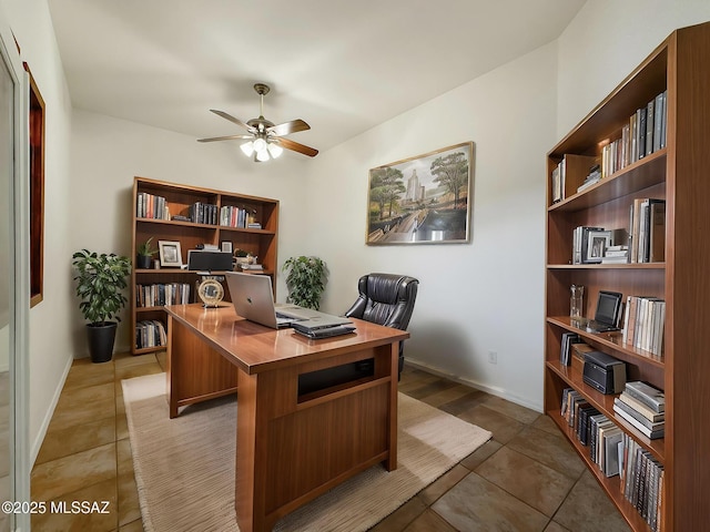 13401 N Rancho Vistoso Blvd Unit 190, Oro Valley, AZ 85755 - office with light tile patterned flooring, ceiling fan, and baseboards
