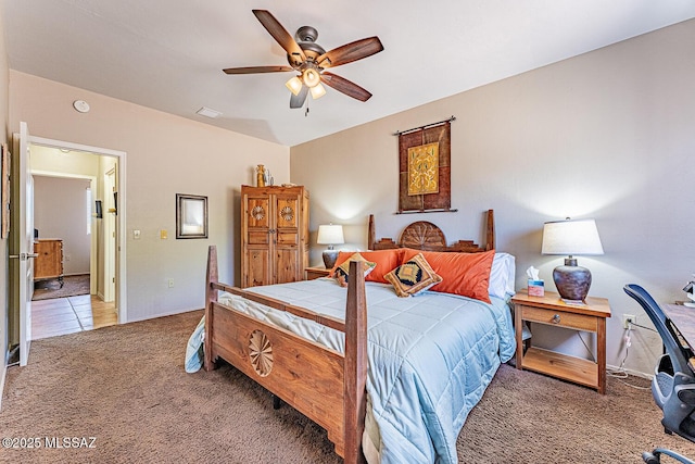 1012 W Via Del Placio, Green Valley, AZ 85614 - bedroom featuring light carpet and ceiling fan