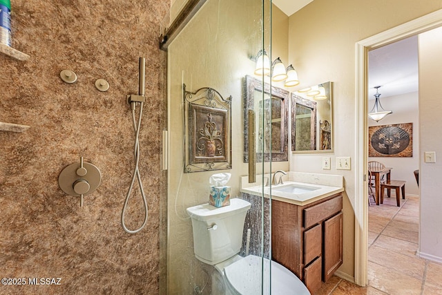 1012 W Via Del Placio, Green Valley, AZ 85614 - bathroom with toilet, vanity, a shower, and tile patterned floors