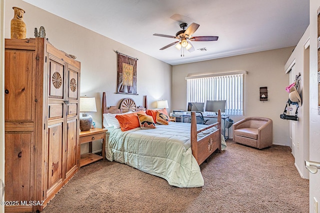 1012 W Via Del Placio, Green Valley, AZ 85614 - bedroom featuring light colored carpet and ceiling fan