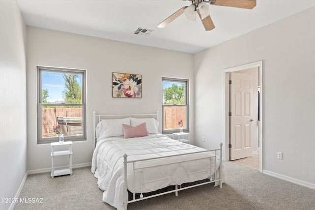 45 N Lookout Knob Dr, Sahuarita, AZ 85629 - bedroom with multiple windows, carpet, baseboards, and ceiling fan