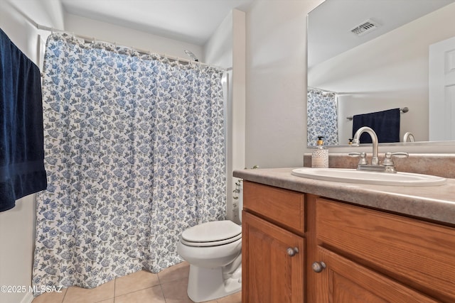 45 N Lookout Knob Dr, Sahuarita, AZ 85629 - full bathroom with tile patterned floors, vanity, toilet, and a shower with curtain