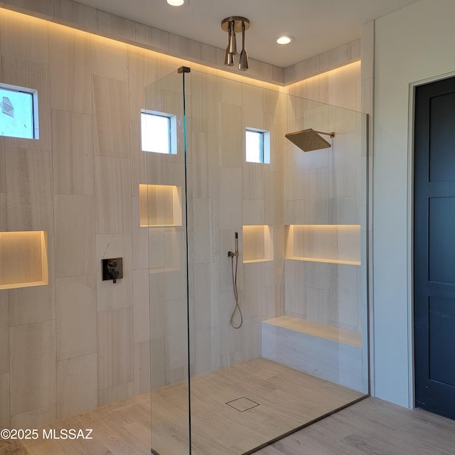 14295 N Silent Sky Pl, Marana, AZ 85658 - full bathroom with a walk in shower and recessed lighting