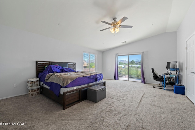 139 W Cheevers St, Vail, AZ 85641 - bedroom with access to outside, lofted ceiling, carpet flooring, an office area, and a ceiling fan