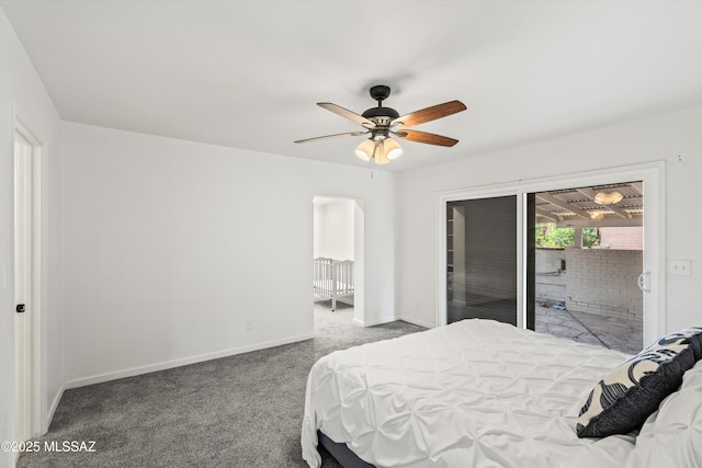 5247 E 6th St, Tucson, AZ 85711 - bedroom featuring access to outside, carpet flooring, baseboards, and ceiling fan