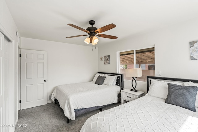 5247 E 6th St, Tucson, AZ 85711 - bedroom with carpet floors, a closet, and a ceiling fan