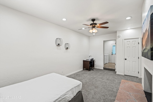 5247 E 6th St, Tucson, AZ 85711 - carpeted bedroom featuring baseboards, recessed lighting, and ceiling fan