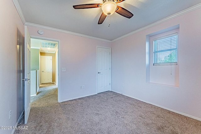 1173 W Calle Vista De Suenos, Sahuarita, AZ 85629 - unfurnished bedroom with carpet floors, crown molding, baseboards, and ceiling fan