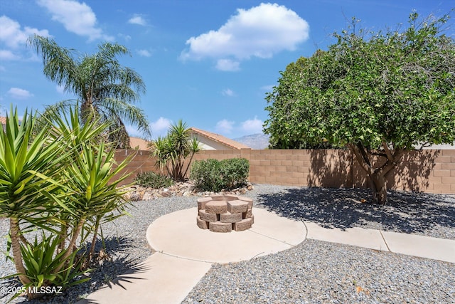 12122 N Sterling Ave, Oro Valley, AZ 85755 - fenced backyard with a patio area and an outdoor fire pit