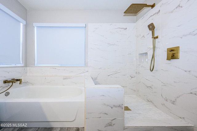 2943 N Gold Creek Pl, Tucson, AZ 85745 - full bath with a bath, plenty of natural light, and a marble finish shower