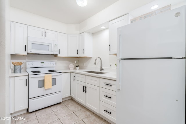 1600 N Wilmot Rd Unit 155, Tucson, AZ 85712 - kitchen featuring white appliances, a sink, white cabinets, and recessed lighting