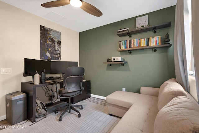 10583 E Forest Falls Ct, Tucson, AZ 85747 - office space with a ceiling fan and baseboards