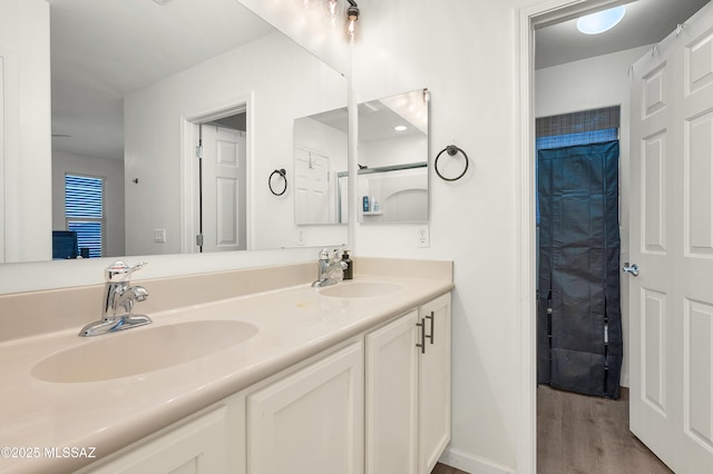 10583 E Forest Falls Ct, Tucson, AZ 85747 - bathroom featuring double vanity and wood finished floors