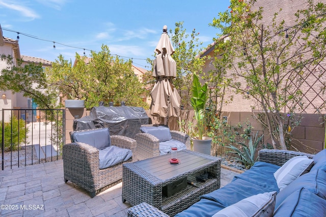10583 E Forest Falls Ct, Tucson, AZ 85747 - view of patio featuring an outdoor living space