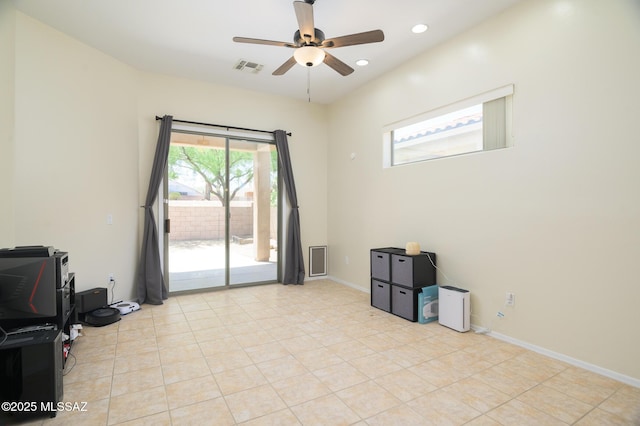 2511 N Avenida Tabica, Green Valley, AZ 85614 - unfurnished room featuring a ceiling fan, recessed lighting, and light tile patterned floors